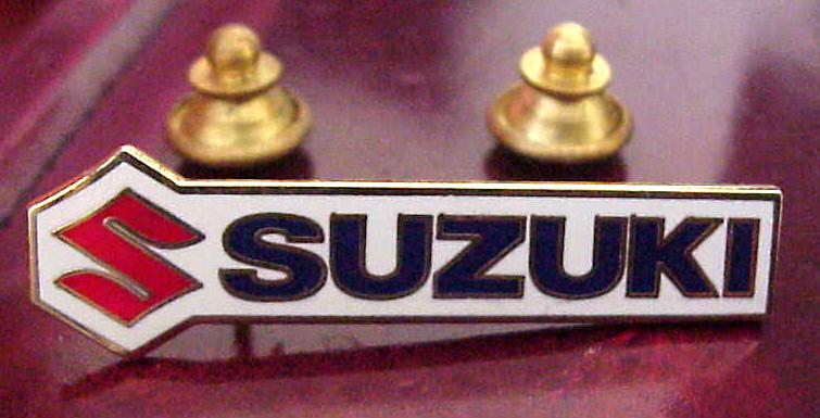 Suzuki motorcycle "s" logo enamel advertising pin