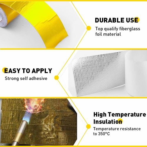 2&#034;x33&#039; gold self-adhesive reflective heat wrap barrier shield protection tape