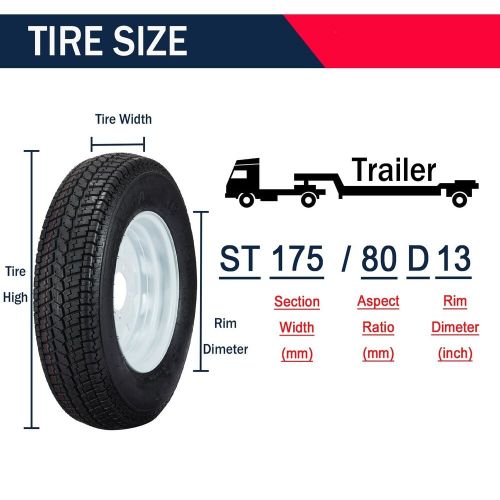 Set of 2 trailer tires rims st175/80d13 175/80 13 load range c 5 lug spoke wheel