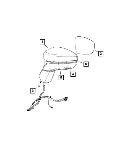 Genuine mopar outside rear-view mirror left 6yw79dx8ac