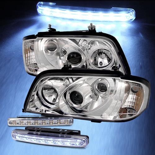 Led bumper fog+94-00 benz w202 2in1 projector headlights pair head lights set