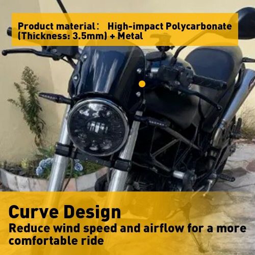 Motorcycle windshield front flyscreen universal windscreen w/mount bracket 5&#034;-7&#034;