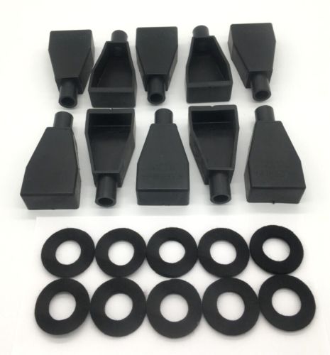 10 black 4-6 awg battery terminal covers with corrosion preventative washers