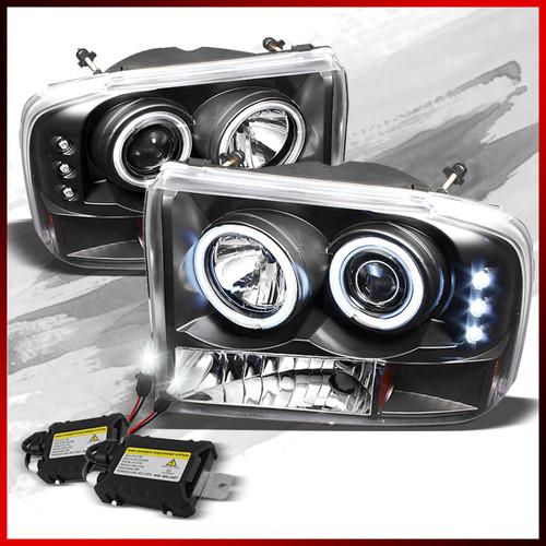 6k slim ballast xenon hid+00-04 ford f2/350 excursion halo projector headlights