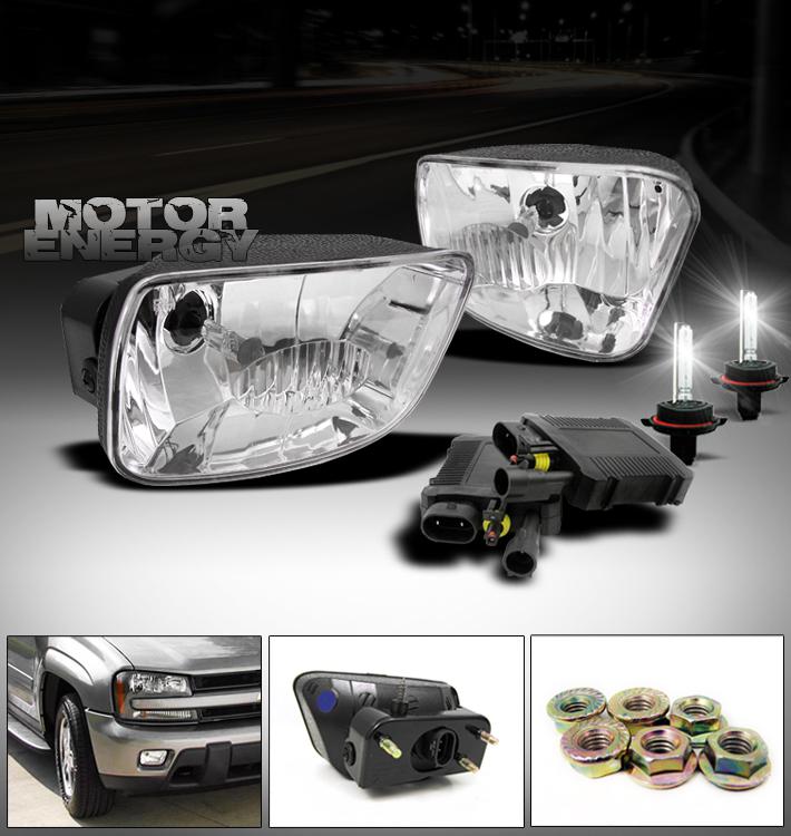 2002-2009 chevy trailblazer bumper driving chrome fog light lamp+6000k hid xenon