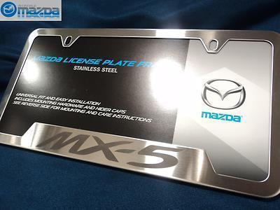 Mazda mx-5 miata oem brushed stainless steel license plate frame