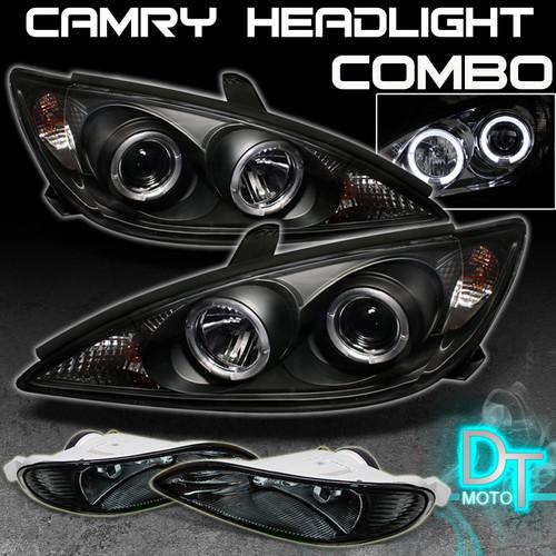 02-04 camry angel eye black projector head lights+smoke fog driving lamps+switch