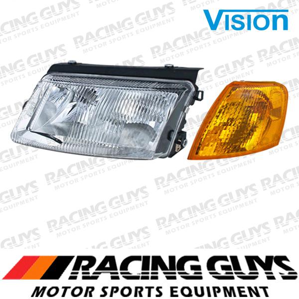 Driver lt head light clear lense wfull amber corner 98-01 volkswagen vw