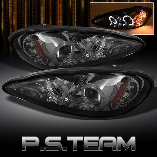 Smoked 99-05 pontiac grand am dual halo projector led headlights lamps pair set