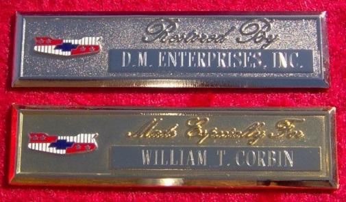 Chevrolet 50's-  custom engraved dash plaque