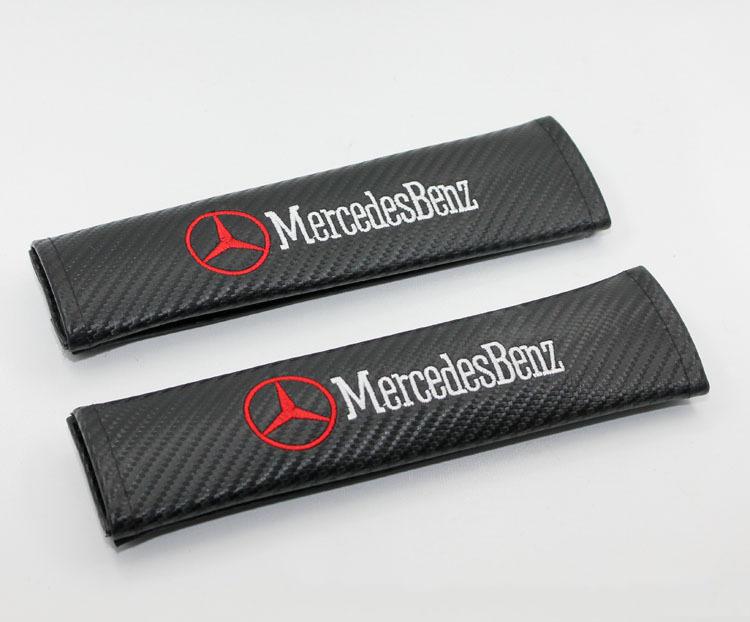 A pair carbon fiber seat belt shoulder pads for mercedes benz cls c e s clk slk