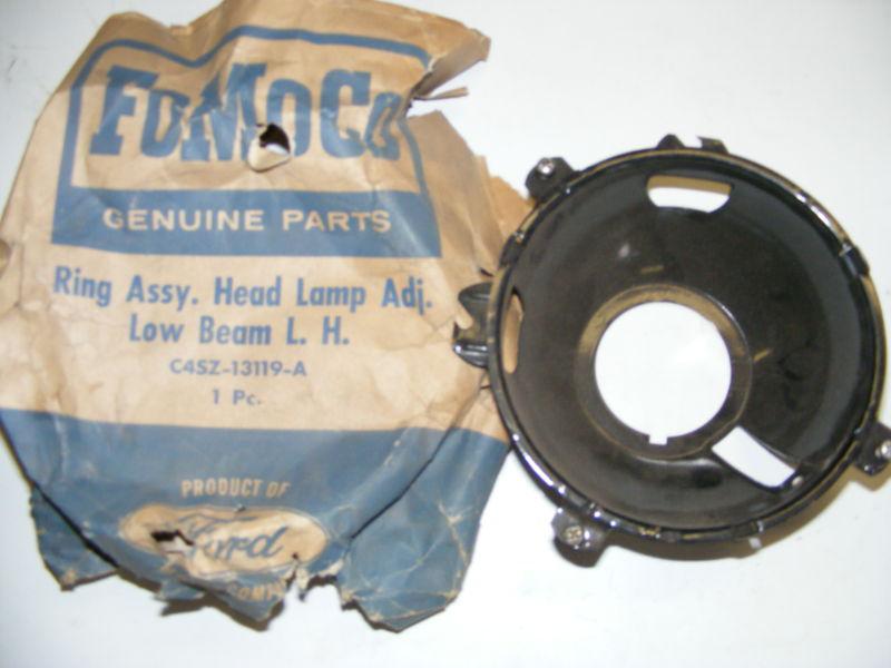 1964 65 ford t-bird head lamp light bucket adjust ring lh low nos c4sz-13119-a