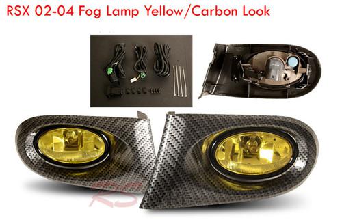 2002-2004 acura integra carbon looks yellow lens fog light kit