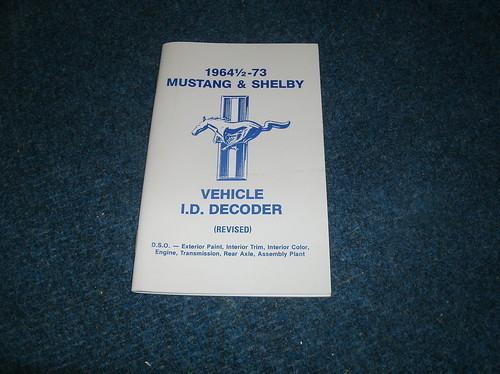 1964 1/2 - 1973 ford mustang vin code buck tag id book