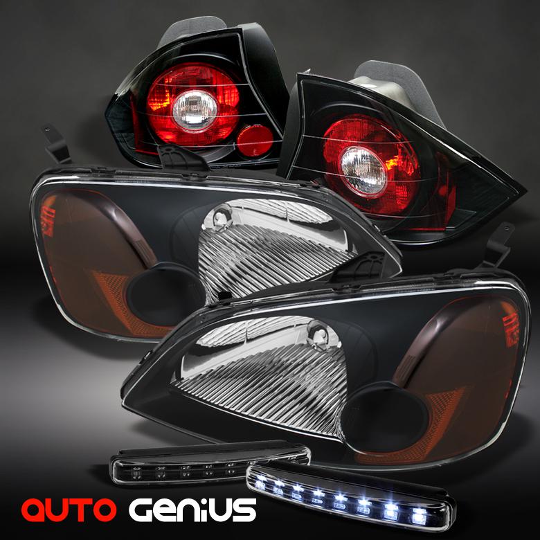 01-03 civic 2dr black headlights + altezza tail lights + daytime running lights