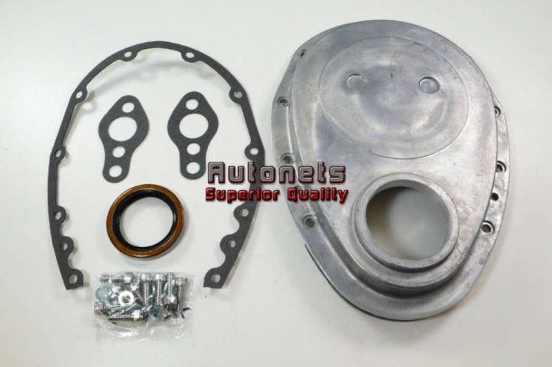 Unplated raw aluminum timing chain cover chevy 283-350 camaro impala hot rat rod