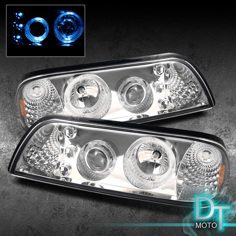 87-93 ford mustang dual halo projector led head lights 2in1 w/corner signal lamp