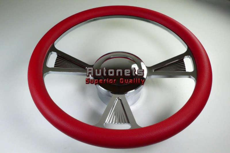 Red tri camaro impala nova hot rod steering wheel aluminum horn adapter