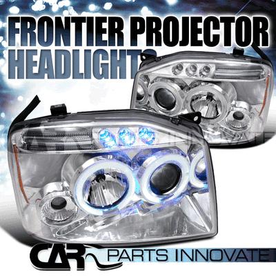 Nissan 01-04 frontier led halo projector headlights lamp chrome