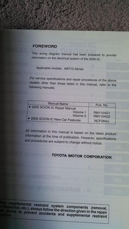 Sell 2005 SCION tC electrical wiring diagram (ANT10 series) in Heath