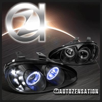 92-96 mazda mx3 black led drl halo projector headlights