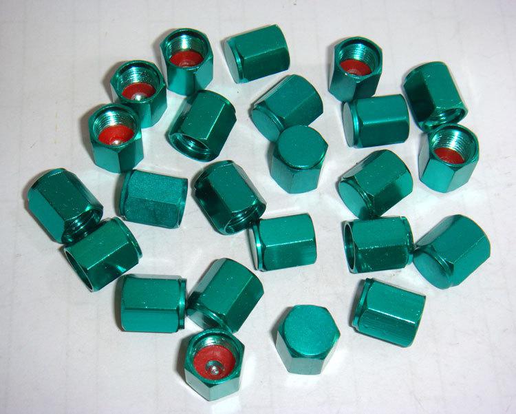 20 pcs. green anodized aluminum alloy valve stem  hex caps.