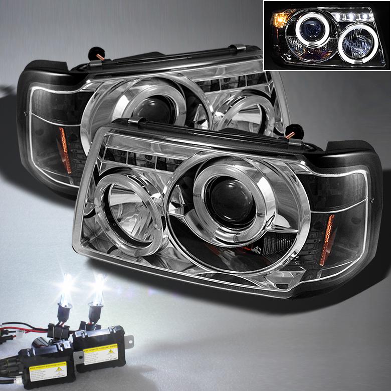 4300k original xenon white hid + 01-11 ranger 1pc halo led projector headlights