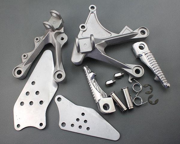 Silver front rider foot pegs footrest bracket for kawasaki ninja zx6r 2005-2008