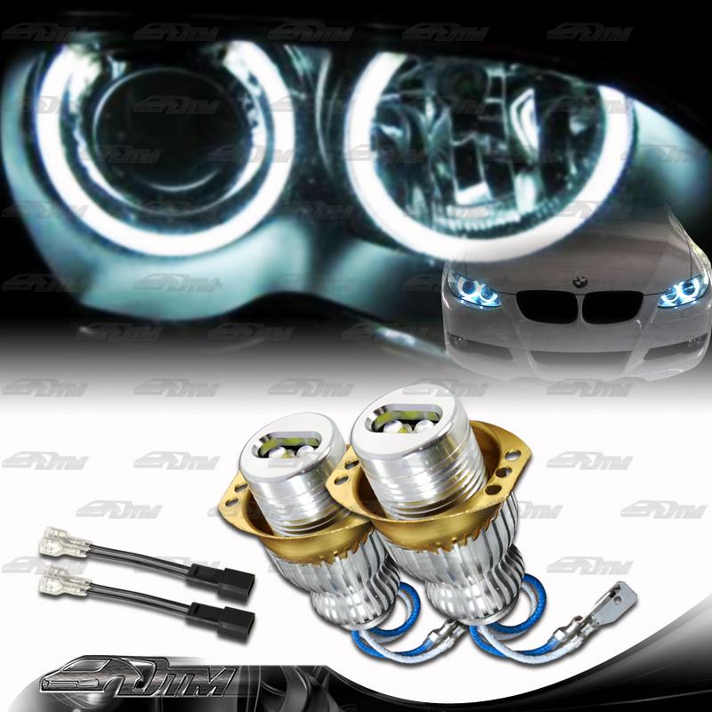 2x 2006-2008 bmw e90 e91 10w 7000k white led angel eye halo bulbs