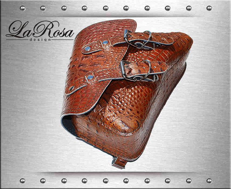 Larosa sportster xl 883 nightster brown alligator design leather left saddlebag