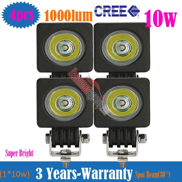 4x 10w black spot beam cree led off road working light for car vehicle boat jeep