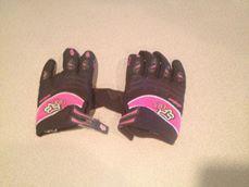 Fox racing youth motocross gloves 2 pair: pink , blue both size km