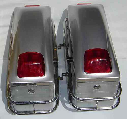 Dx silver motorcycle saddlebags hard bags harley honda