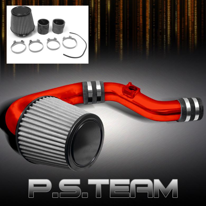 02-03 impreza wrx 2.0l red cold air intake+stainless washable mesh cone filter