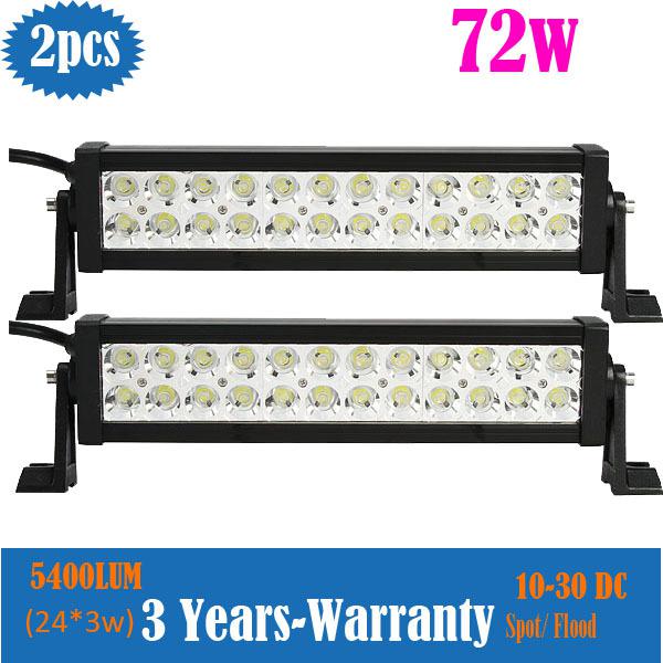 2x 72w 5040lm heavy duty flood led work light bar offroad 4wd truck 12v/24v spot