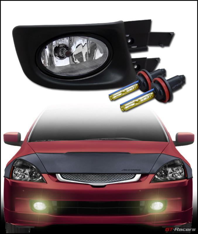 3k hid xenon w/ sport clear front bumper fog lights+switch 03-05 accord 4d/sedan