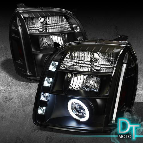 Black 07-13 yukon/yukon denali ccfl halo projector headlights +daytime drl led