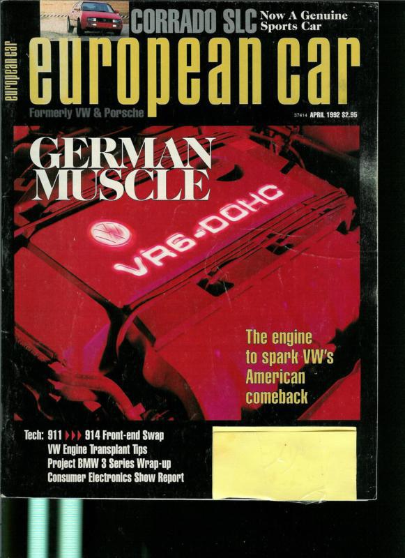 European car magazine formerly  vw & porshe old vintage april 1992