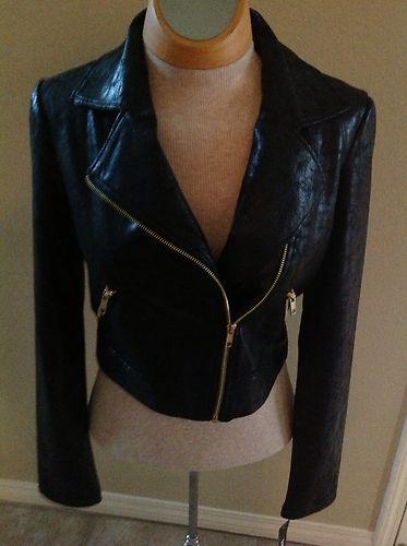 Izbyer black faux leather jacket super cute size m