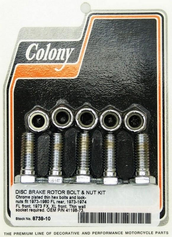 Colony thin head disc brake rotor bolt kit 1973-80 (8738-10)