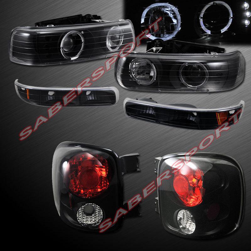 99-02 silverado stepside halo projector headlights w/ led +parking + tail lights