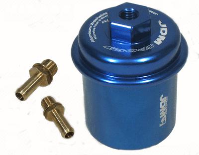 Blue jdm sport aluminum high flow performance fuel filter universal fitment