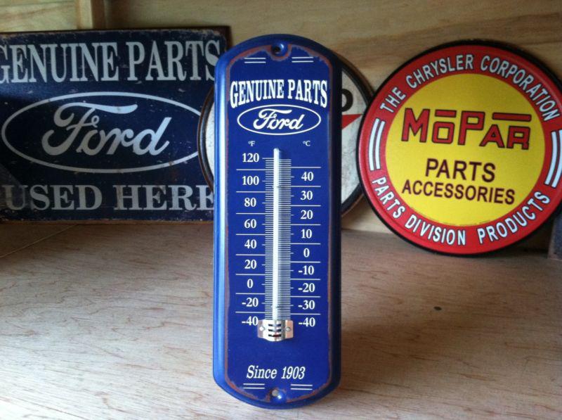 Genuine ford thermometer metal sign.features reading celsius & fahrenheit in box