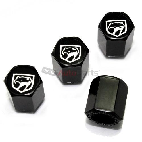 (4) dodge viper old style logo black abs tire/wheel stem air valve caps covers