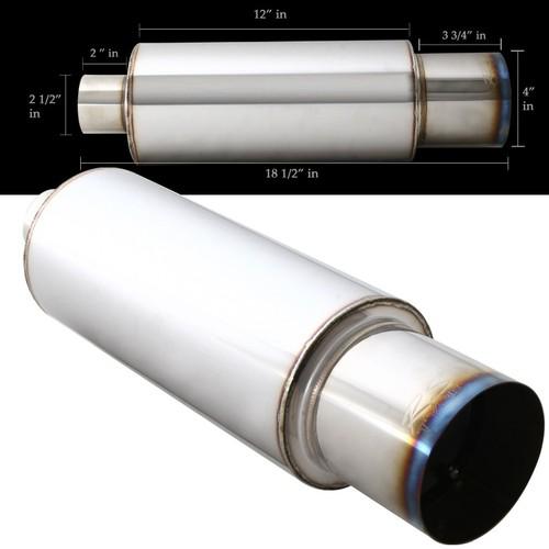 4" n1 style burnt tip 2.5" inlet stainless steel exhaust muffler + silencer