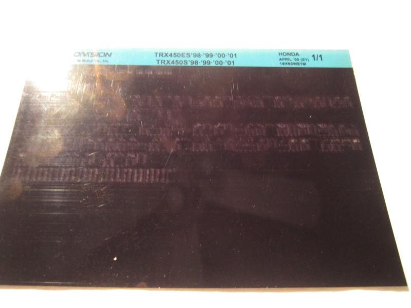 1998-2001 honda atv trx450es trx450s microfiche part catalog trx 450 es s 00 99 