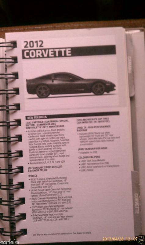 2012 chevrolet cars reference guide-corvette, camaro, malibu, sonic, volt, cruze