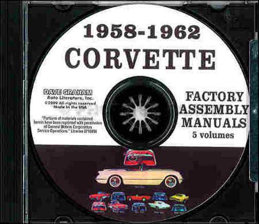 1958 1959 1960 1961 1962 corvette factory assembly manuals on cd - 5 volumes