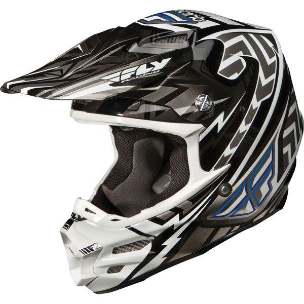 Grey/white/black xxl fly racing f2 carbon short replica helmet