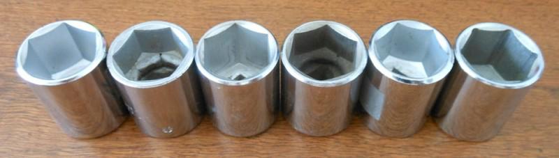 Lot of six proto challenger 1/2 in drive sae sockets 1 in six point 